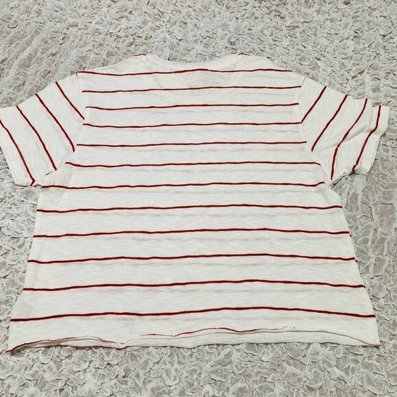 Rebellious One top white/red stripes cactus short sleeve boxy Tee size L - Picture 6 of 7